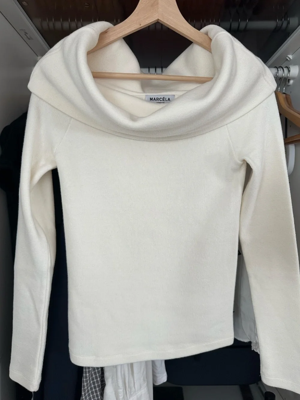 Marcela London cream off-the-shoulder sweater